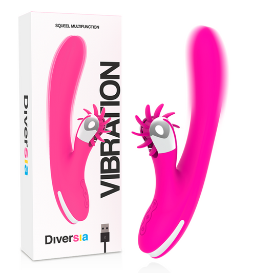 Vibrator Rabbit cu Vibratii, DIVERSIA - Bunny Vibrating, Silicon, 24 cm