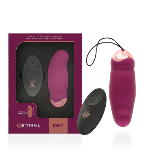 Ou Vibrator cu Telecomanda, RITHUAL - Esha Egg, Rotativ si cu Vibratii, Silicon, IPX5