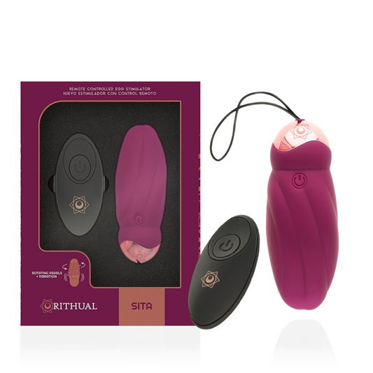 Ou Vibrator cu Telecomanda, RITHUAL - Sita, Rotatie Bile si Vibratii, Silicon