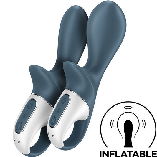 Vibrator Anal Gonflabil, SATISFYER - Air Pump Booty 2, 12 Programe, Silicon Medical, Gri Inchis