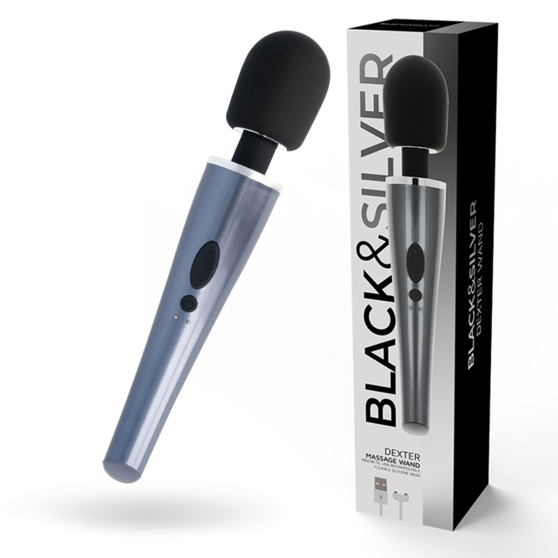 Bagheta de Masaj, Dexter, 10 Moduri de Vibratie, Black & Silver