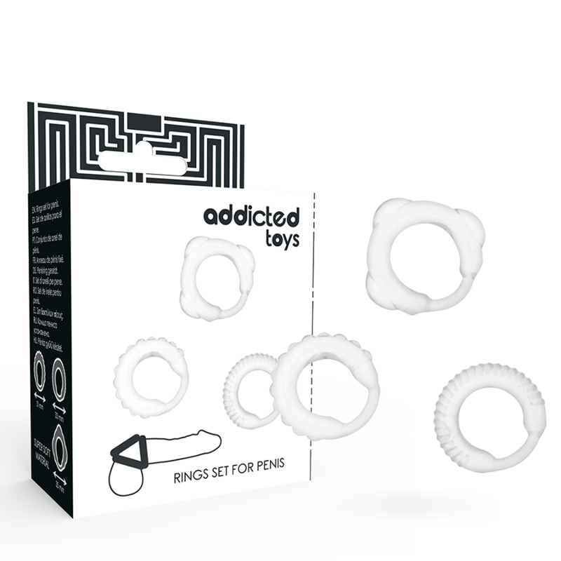 Set Inele pentru Penis, Addicted Toys, Design Anti Alunecare, Transparent Set 3 Bucati