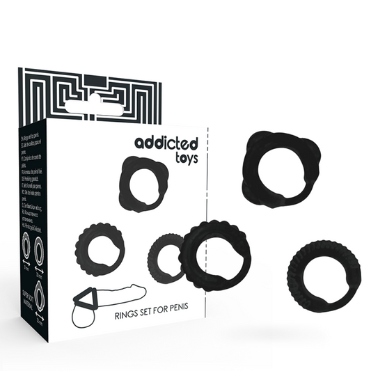 Set Inele pentru Penis, ADDICTED TOYS - C-Ring, 3 Piese, Negru