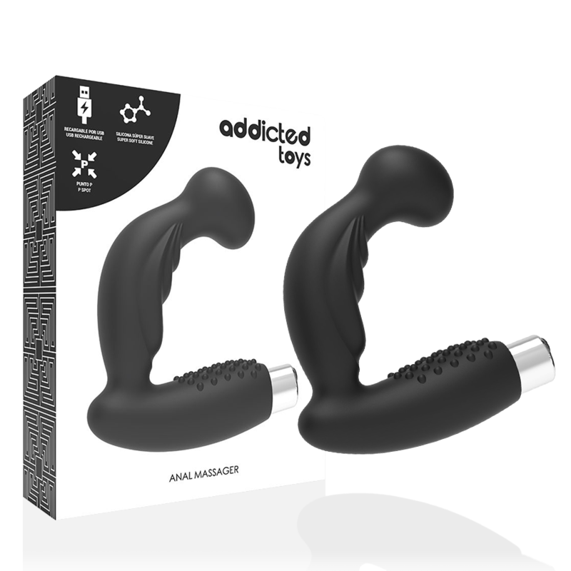 Vibrator Prostata, Addicted Toys - Model 3, Reincarcabil, Negru