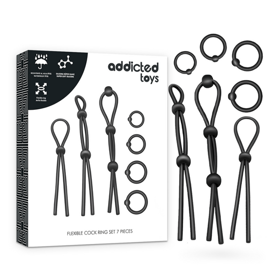 Set Inele pentru Penis, ADDICTED TOYS - Silicon Flexibil, 7 Piese