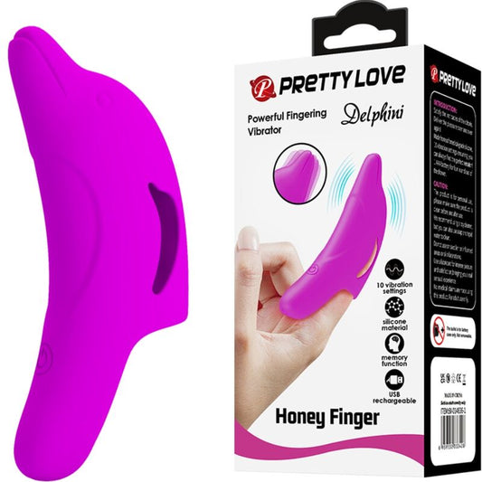 Vibrator Deget Delfin, PRETTY LOVE - Delphini, 10 Functii, Silicon, Mov
