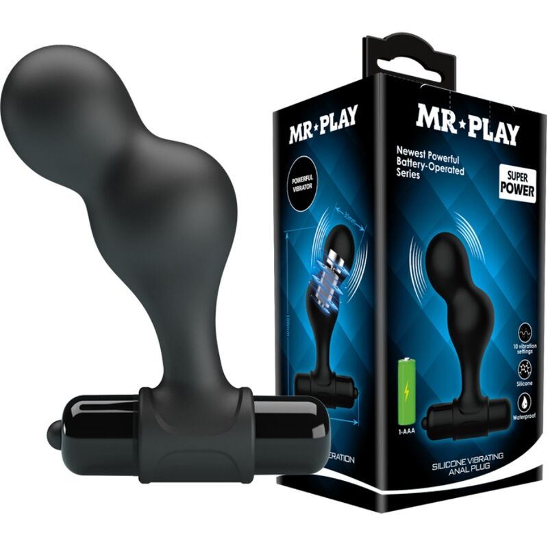 Dop Anal Vibrator, Mr Play - 0801S, 10 Functii de Vibratie, Negru