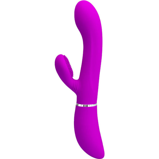 Vibrator cu Stimulator Clitoris, PRETTY LOVE - Silicon, Mov, 12 Functii Vibratie, 4 Functii Lins