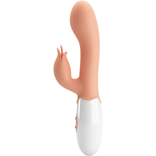 Vibrator Rabbit cu Stimulator Clitoris, PRETTY LOVE - Bloody Mary, TPR, Flesh, 30 Functii