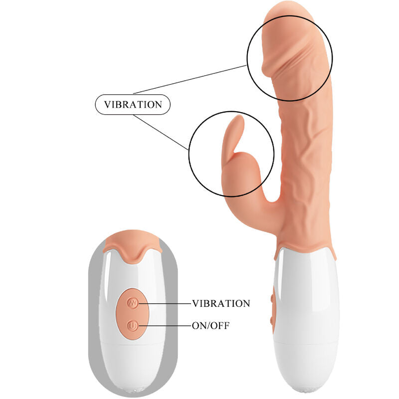 Vibrator Rabbit, Pretty Love - Easter Bunny, cu Stimulator Clitoris si 30 de Moduri de Vibratie, Nud