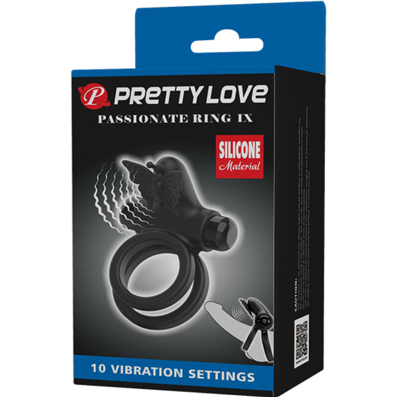 Inel Vibrator, Pretty Love, Dublu, Negru