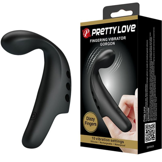Vibrator Degetar, PRETTY LOVE - Black Gorgon, Silicon, Negru, 10 Functii