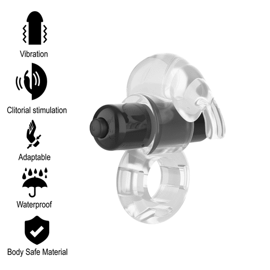 Inel pentru Penis cu Vibratii, INTENSE - Fry Rabbit Ring, Transparent