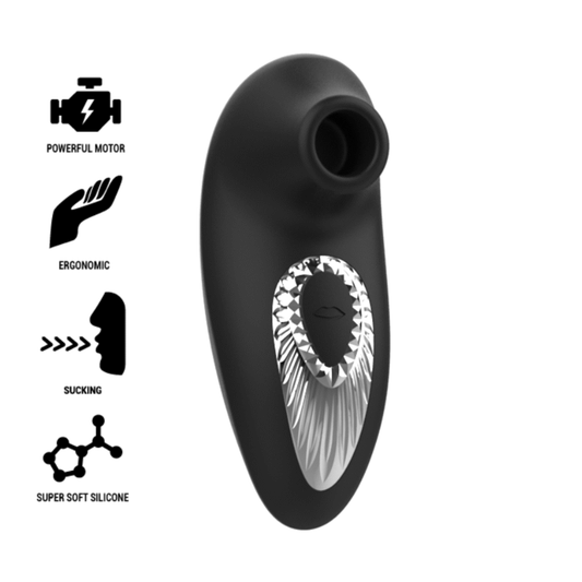 Ventuza pentru Clitoris cu Vibratii, BLACK&SILVER - Drake Deluxe, Reincarcabila, Silicon, Negru