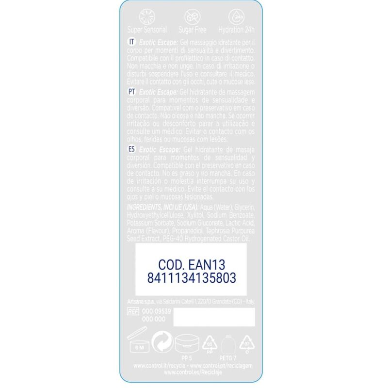 Gel de Masaj si Lubrifiant 2 in 1, Control - Masaj si Placere Exotic, Hidratant, 200 ML