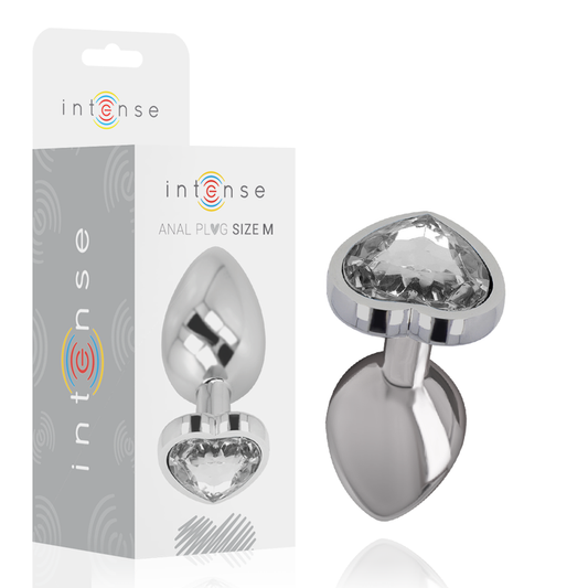 Dop Anal din Metal Aluminiu, INTENSE - Inima Alba, Marimea M, 8 cm