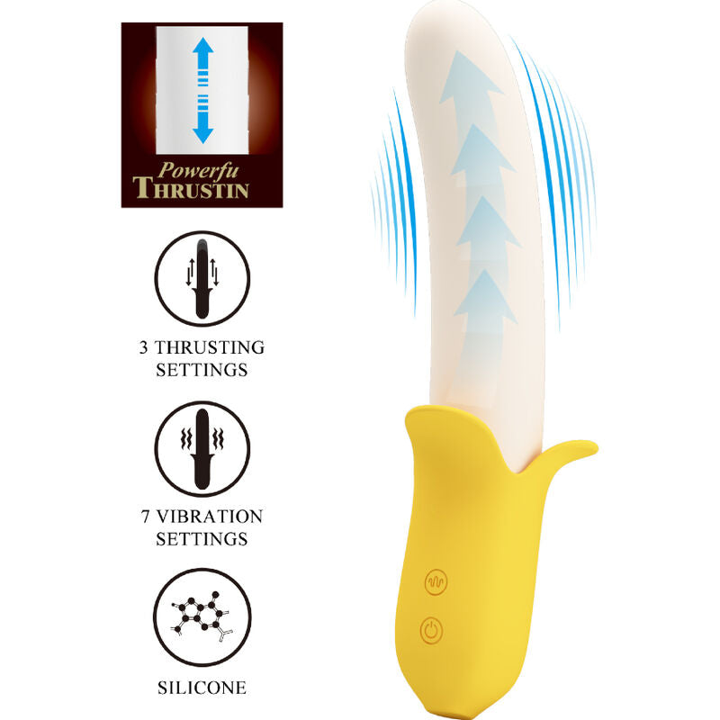Vibrator, Pretty Love - Banana Geek Super Power, 7 Vibratii si 3 Moduri de Impingere, Negru