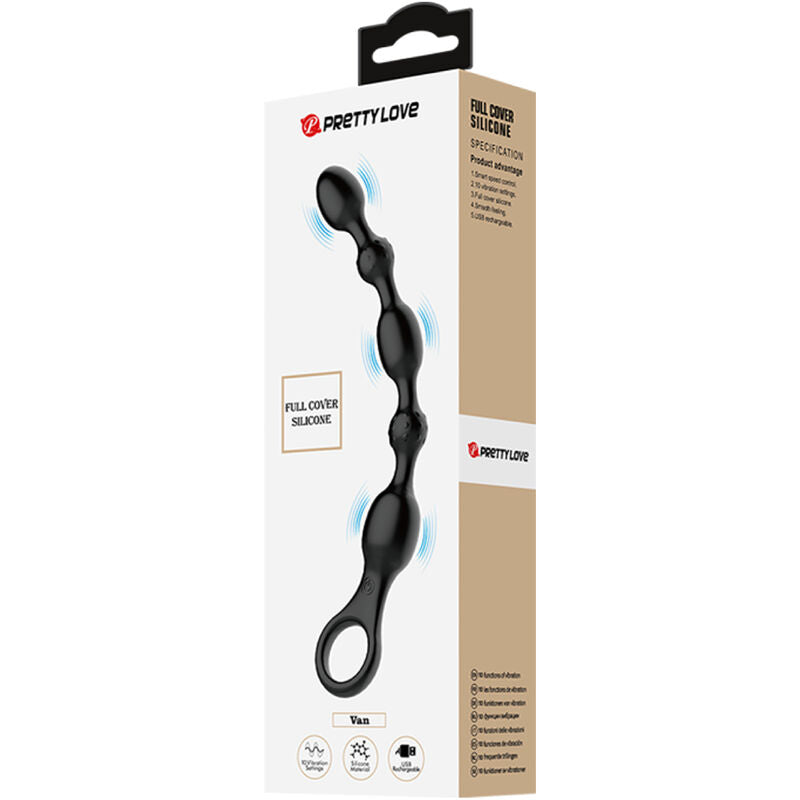 Bile Anale, Pretty Love - Van, 10 Vibratii Reincarcabil USB, Negru