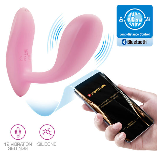Vibrator Punct G cu Aplicatie, PRETTY LOVE - Baird, 12 Vibratii, Control de la Distanta, Roz
