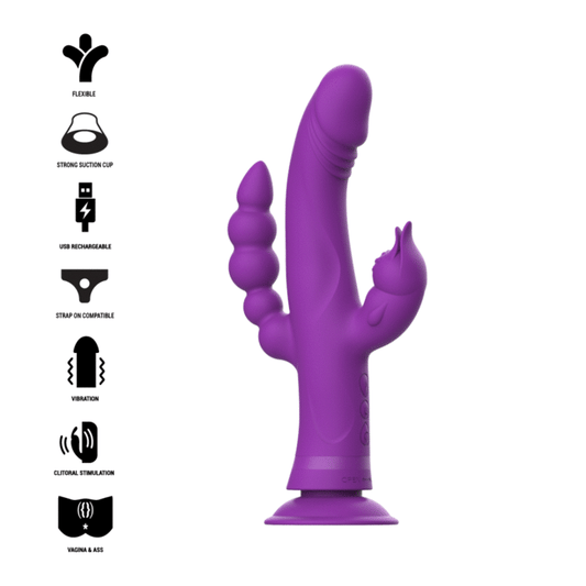 Vibrator Rabbit Triple Motor, INTENSE - Casanova, Silicon, Impermeabil IPX8, Mov