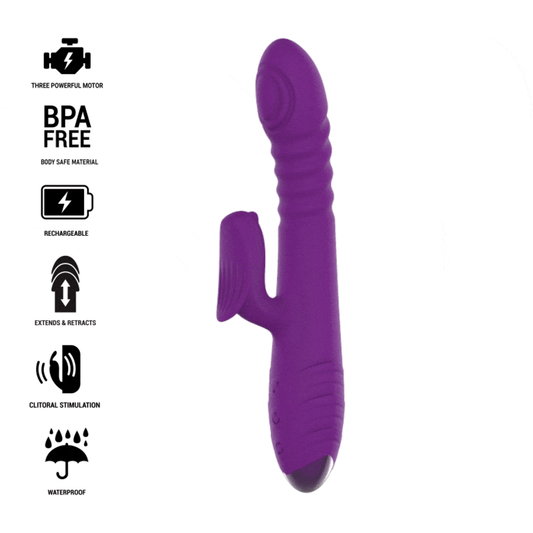 Vibrator Multifunctional Sus-Jos cu Stimulator Clitoris, INTENSE - IGGY Reincarcabil, Mov, 24 cm