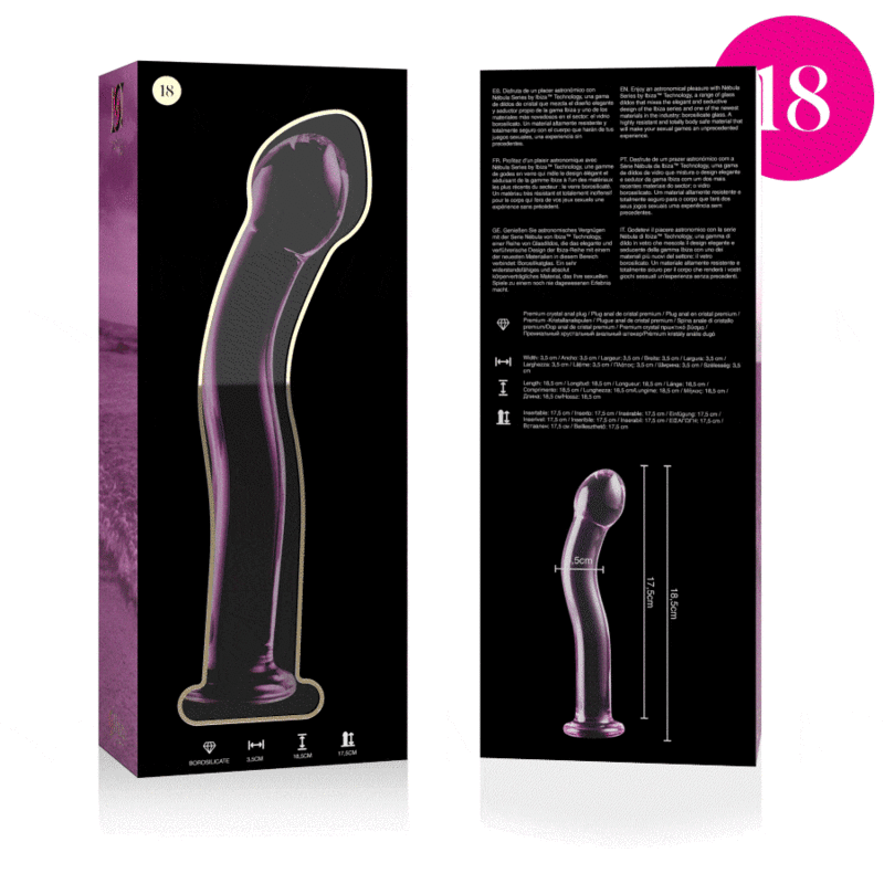 Dildo, Ibiza - Nebula Series Model 18, Sticla Borosilicata, Transparent 18.5 CM D - 3.5 CM