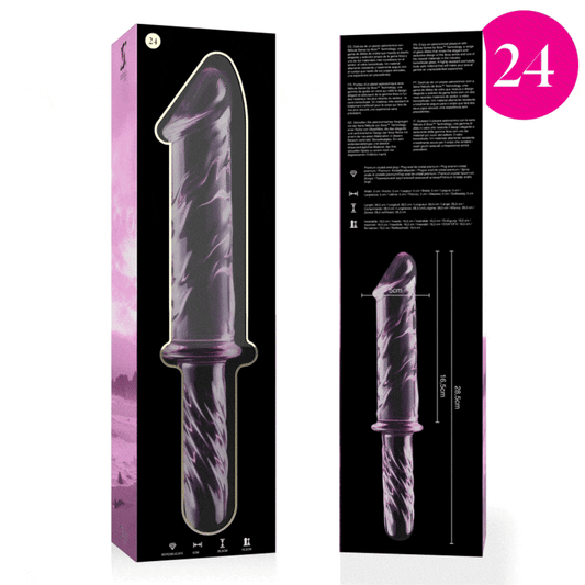Dildo, NEBULA SERIES BY IBIZA - Model 24, Sticla Borosilicat, Roz, 28,5 cm, O 5 cm