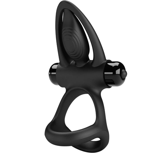 Inel pentru Penis cu Vibratii, PRETTY LOVE - 10 Moduri, ABS Silicon, Negru