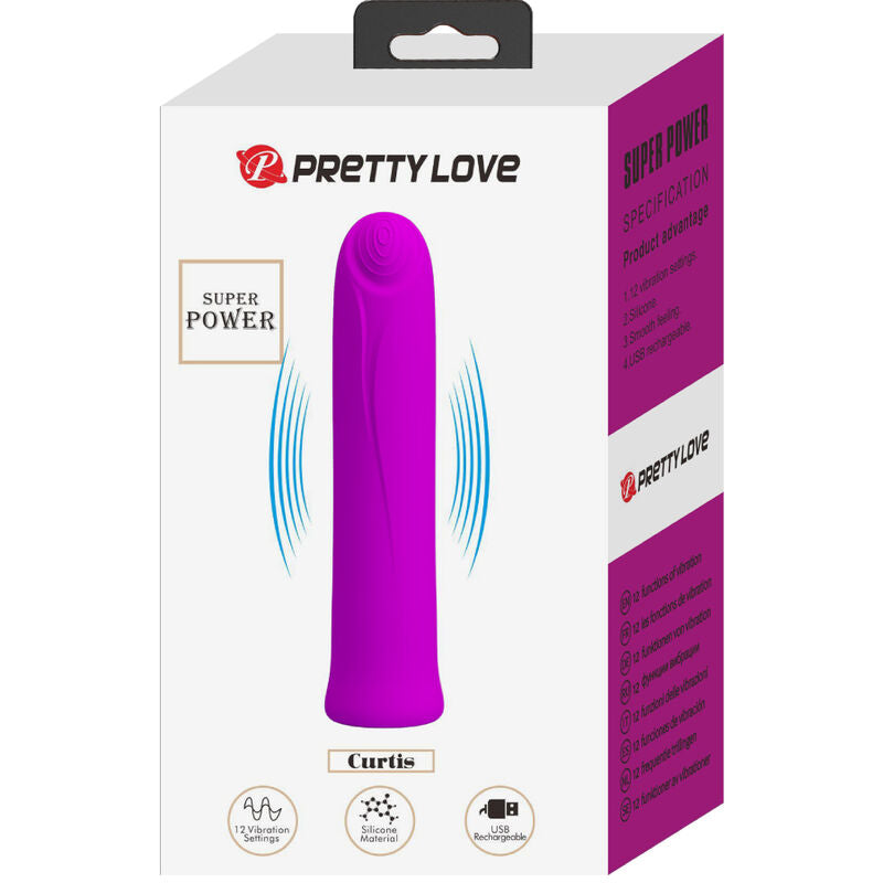 Vibrator Mini, Pretty Love - Curtis, 12 Vibratii, Mov