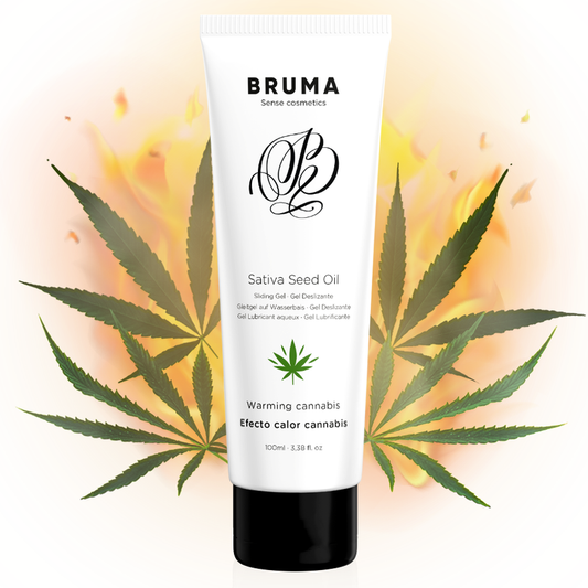 Lubrifiant pe Baza de Apa cu Ulei de Sativa, BRUMA - Gel Alunecare Efect Incalzire Aroma Cannabis, 100 ml