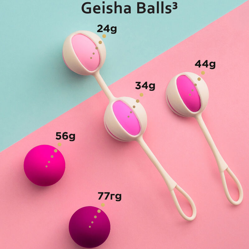 Set Bile Kegel, G-Vibe - Geisha 3, Sistem de Greutati Interschimbabile, Roz