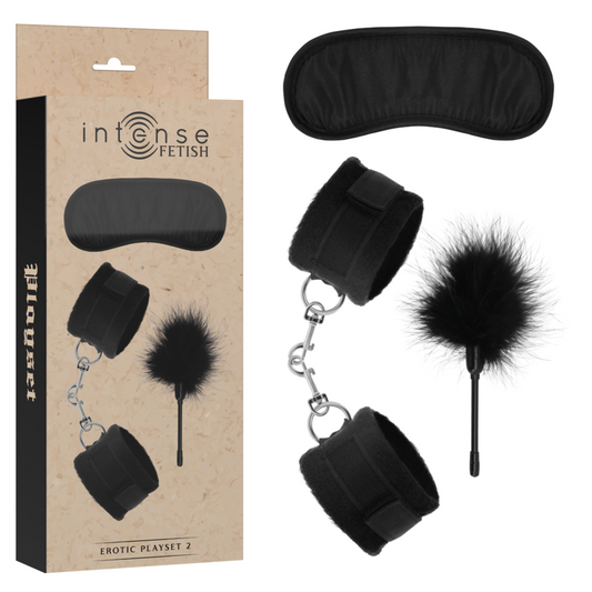 Set Erotic Fetish, INTENSE - cu Catuse, Masca pentru Ochi si Pana, Piele Vegana