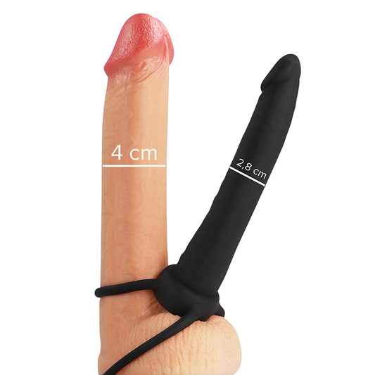 Dildo Anal cu Inel pentru Penis si Testicule, MYTHOLOGY - Cobi Onyx, Silicon, Negru, 13 cm