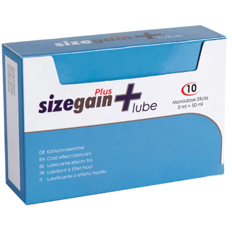 Lubrifiant pe Baza de Apa, 500 COSMETICS - Sizegain Plus Lube, Efect Rece, 10 x 5 ml
