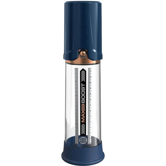 Pompa pentru Penis, PUMP WORX - Max Boost, Actiune Piston, Albastru, 28,6 cm