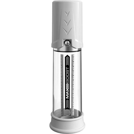 Pompa pentru Penis, PUMP WORX - Max Boost, Actiune Piston, Alb, 28,6 cm