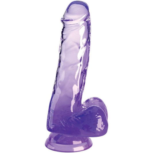 Dildo Realist cu Bile, KING COCK - Clear, TPR Mov, 13,5 cm