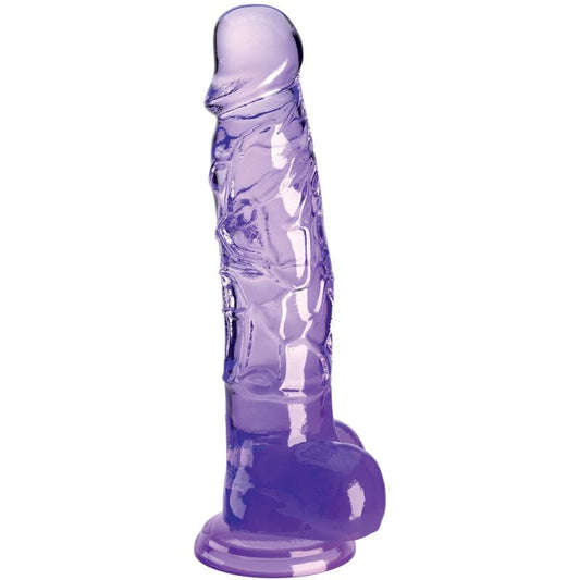 Dildo Realist cu Bile, KING COCK - Clear, TPR Translucid, Mov, 16,5 cm