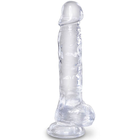 Dildo Realist cu Bile, KING COCK - Clear, TPR Transparent, 16,5 cm