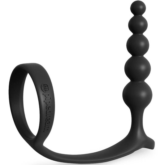 Bile Anale cu Inel pentru Penis, ANAL FANTASY ELITE COLLECTION - Ass-Gasm Cockring, Silicon, Negru