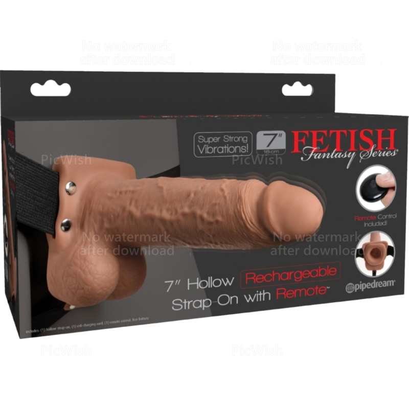 Strap On cu Ham, Pipedream - Fetish Fantasy Series Rechargeable Hollow Harness With Balls, Dildo Realistic, 17.8 CM