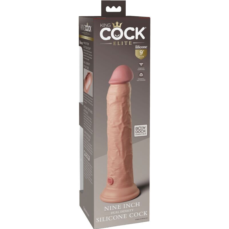 Dildo, King Cock - Elite Realistic Silicon, Densitate Dubla cu Ventuza, 23 CM