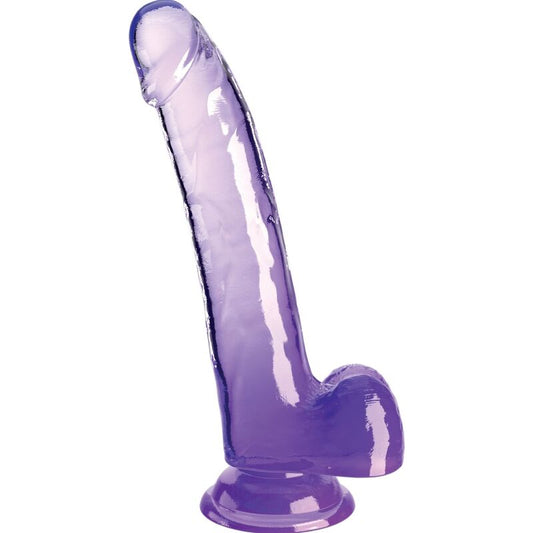 Dildo Realist cu Testicule, KING COCK - Clear TPR, Mov, 20,3 cm