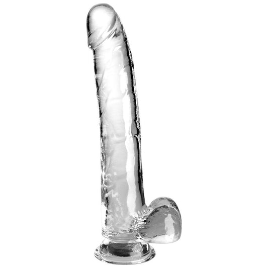 Dildo Realist cu Testicule, KING COCK - Clear TPR, Transparent, 24,8 cm