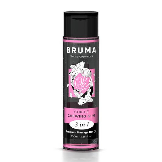 Ulei de Masaj cu Efect de Caldura, BRUMA - Premium 3 in 1, Aroma Chewing Gum, 100 ml