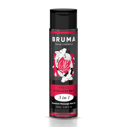 Ulei de Masaj cu Efect de Caldura 3 in 1, BRUMA - Premium Aroma Capsuni, 100 ml