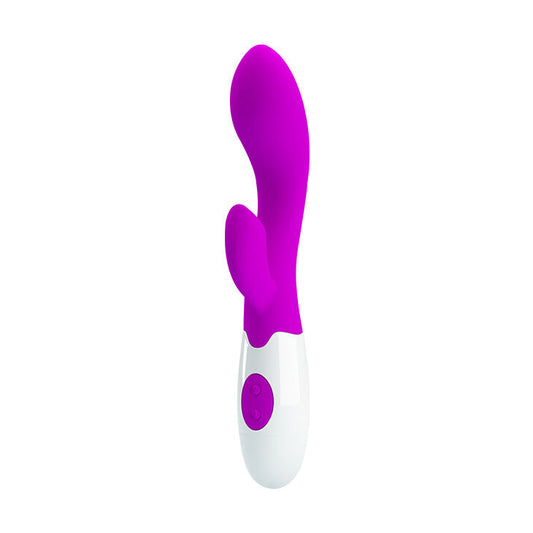 Vibrator cu Stimulator Clitoris, PRETTY LOVE - Flirtation Brigthy, 30 Impulsuri, Verde-Alb, 20 cm
