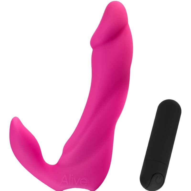 Vibrator Dildo, Alive - Bifun Pro, Reincarcabil, 14.9 CM Roz