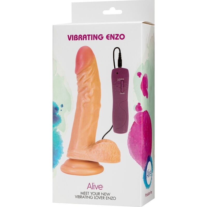 Vibrator Realist, Alive - Enzo, Baza cu Ventuza, 21 CM, Nud