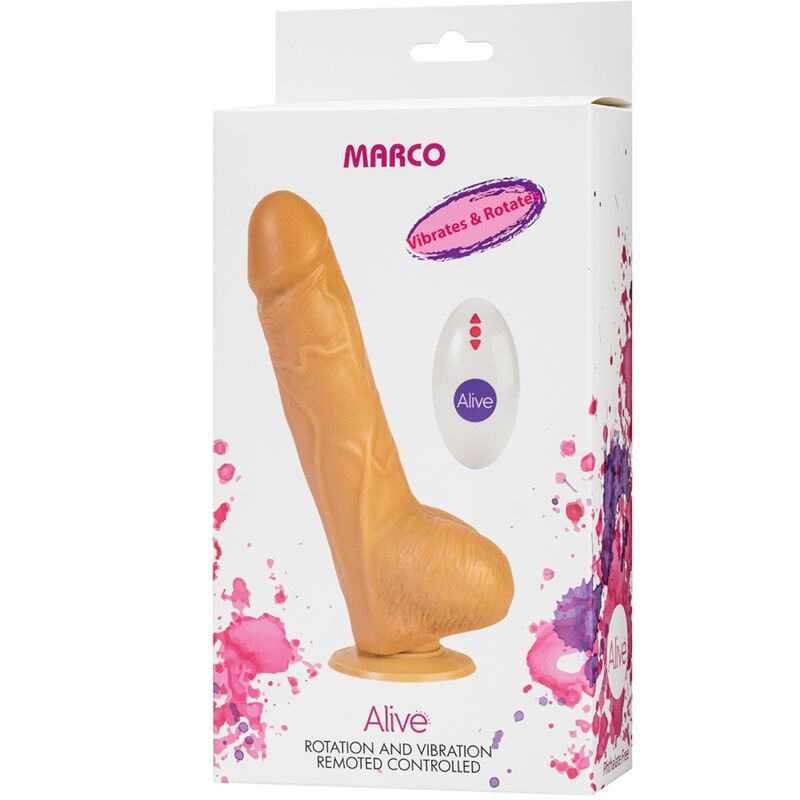 Vibrator Realistic, Alive - Marco, Telecomanda Fara Fir, 19 CM / Nud
